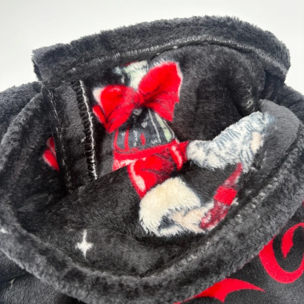 Coca Cola Velvet Soft Throw Blanket Santa Claus Christmas Bottle Bow Black 60x70